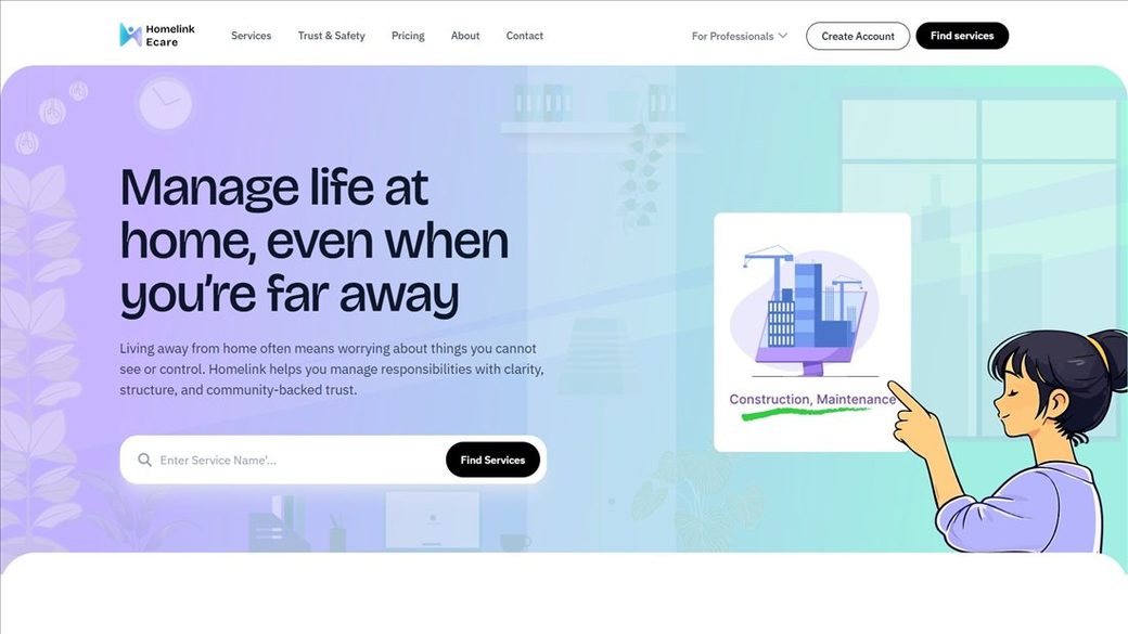 HomeLink eCare — connected home care platform homepage